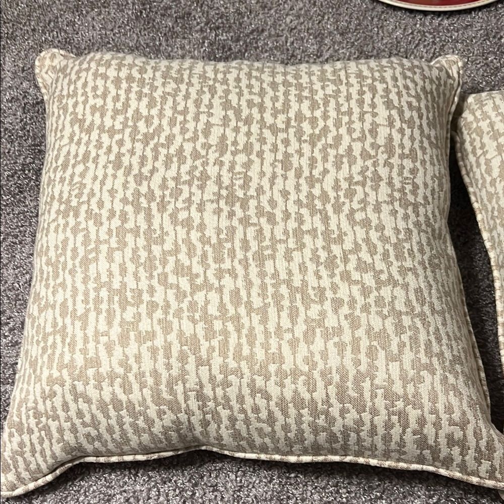 Textured Cream and Tan Throw Pillow